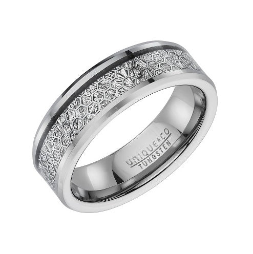 Tungsten Meteorite Inlay Ring