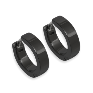 Titanium Hinged Hoops - Black 12mm