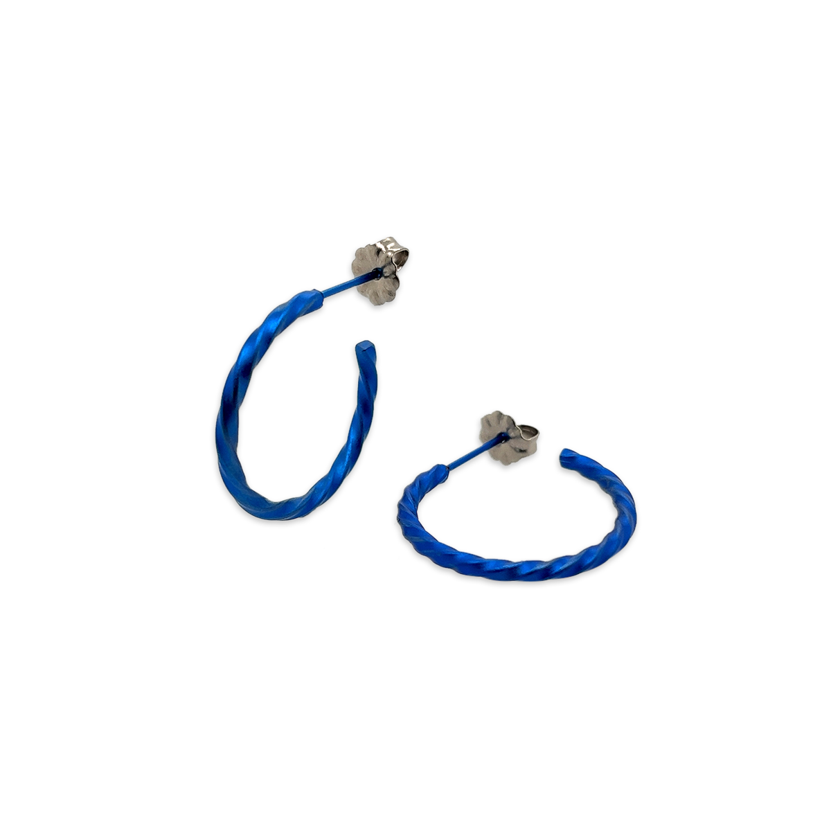 Titanium Small Twisted Hoops - Blue