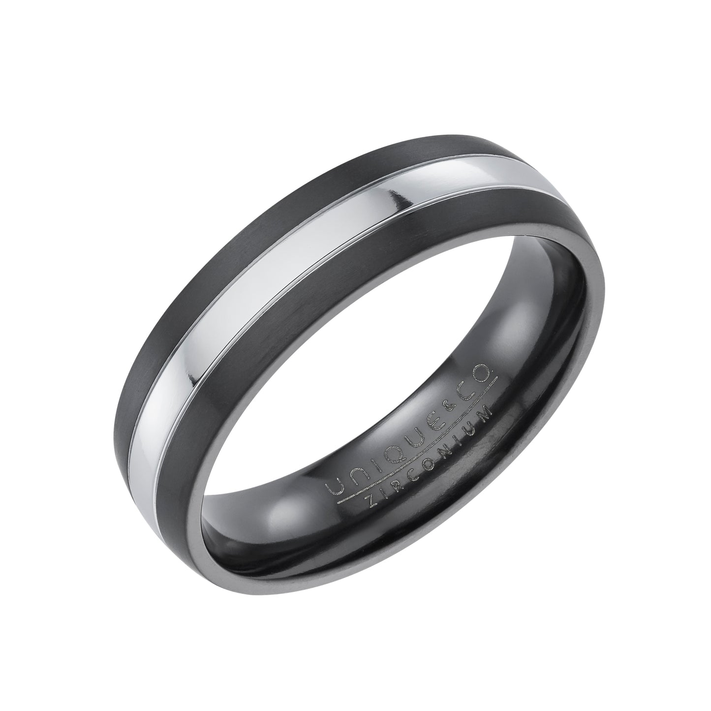 Black Zirconium Ring, Silver IP