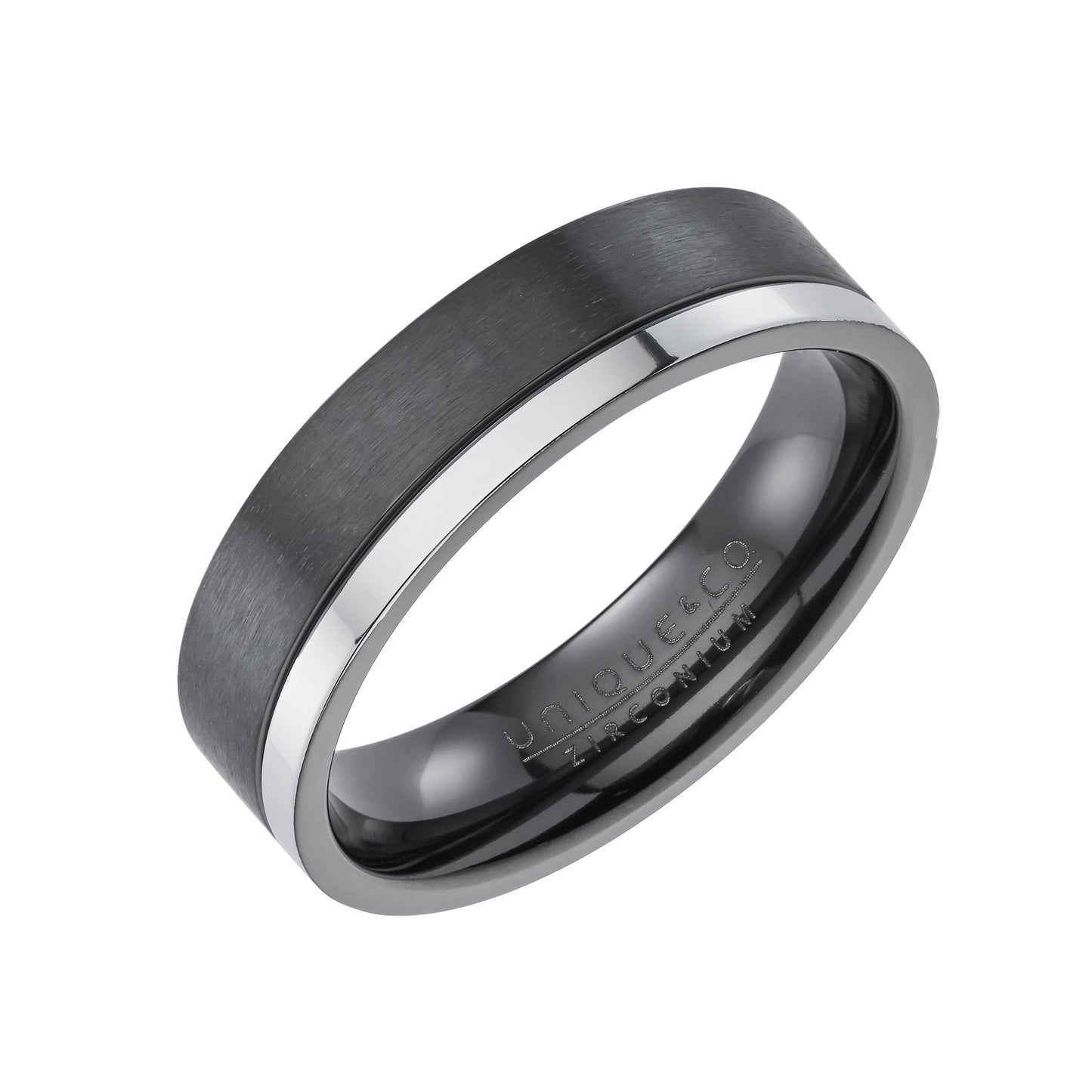 Black Zirconium Ring, Silver IP