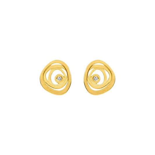 14ct Gold And Diamond Abstract Studs