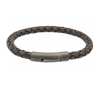 Moro Leather Bracelet with Gunmetal Steel Clasp