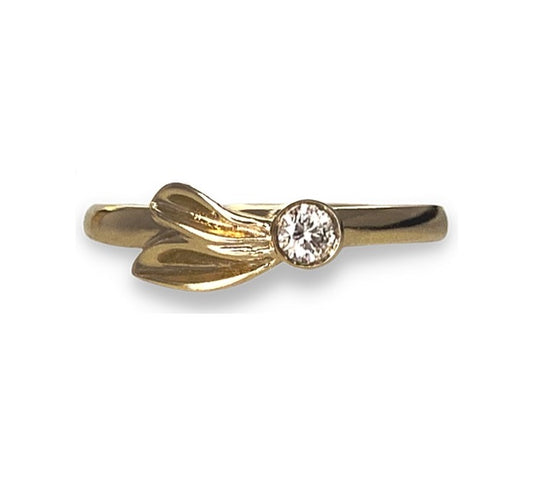 Gold And Diamond Double Leaf Ring