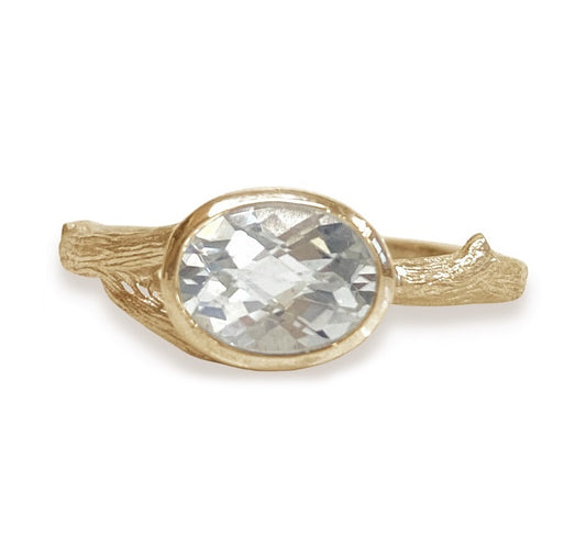 Gold And White Topaz Ring