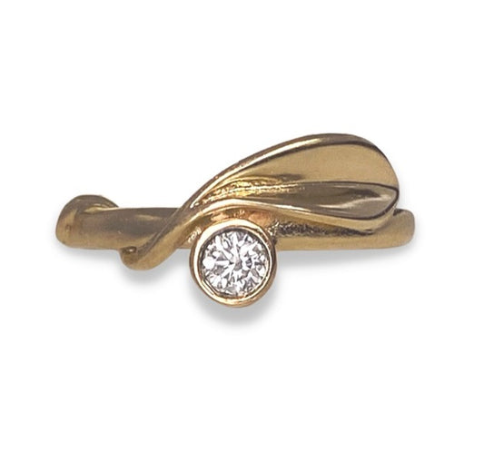Gold And Diamond Leaf Ring