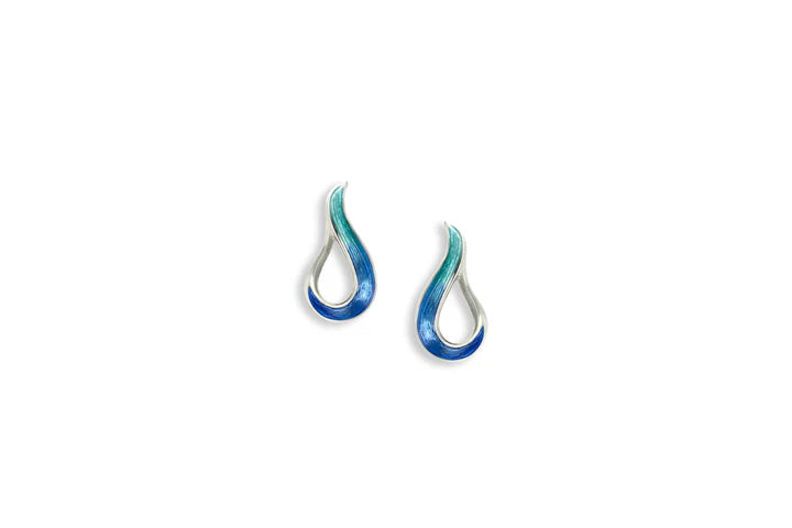 Blue Teardrop Studs, Silver