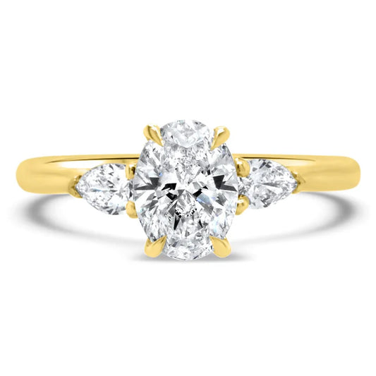 Lab Grown Oval Pear Trilogy Ring 1.02ct