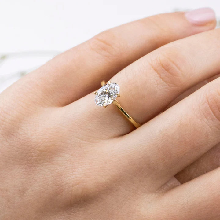 Lab Grown Oval Cut Solitaire Ring 1.02ct