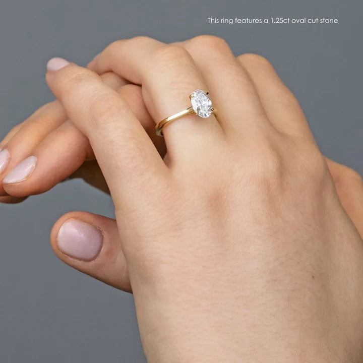 Lab Grown Oval Cut Solitaire Ring 1.02ct