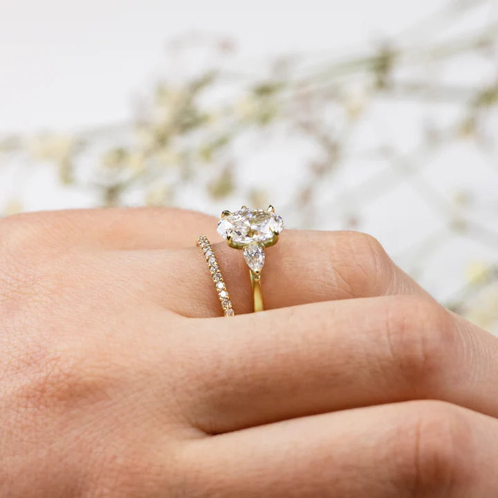 Lab Grown Oval Pear Trilogy Ring 1.02ct