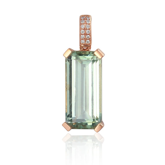 Green Amethyst And Diamond Pendant