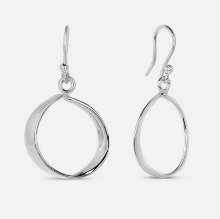 Circle Hook Earrings, Silver