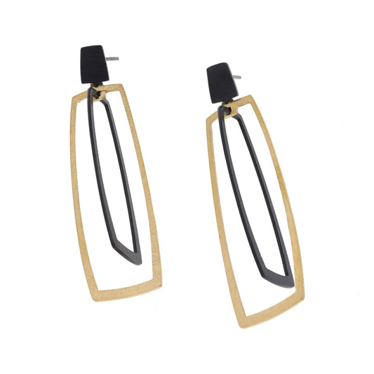Kinetic Earrings, Silver Oxi/YGP