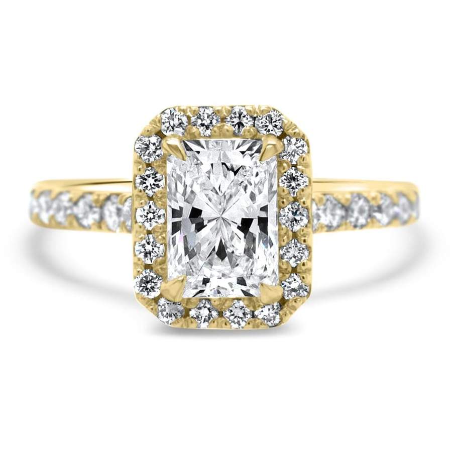 Lab Grown Radiant Cut Halo Diamond Ring 0.50ct