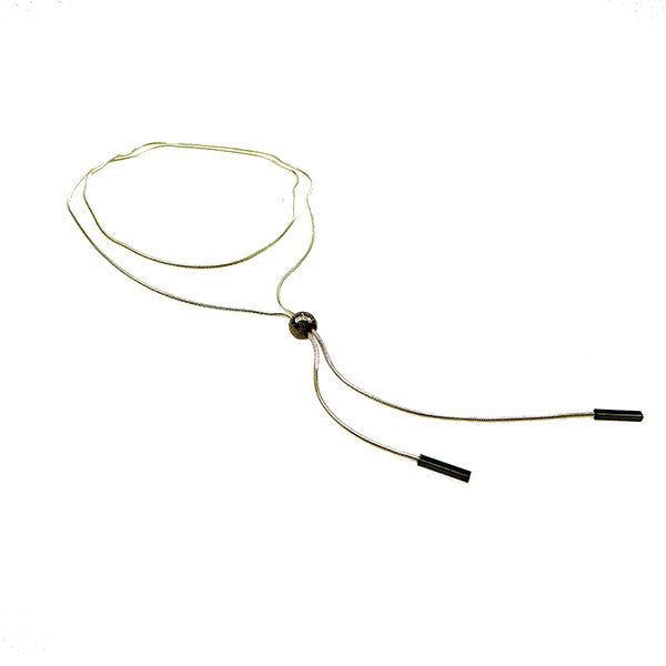 Lariat Necklace, Silver/Oxi