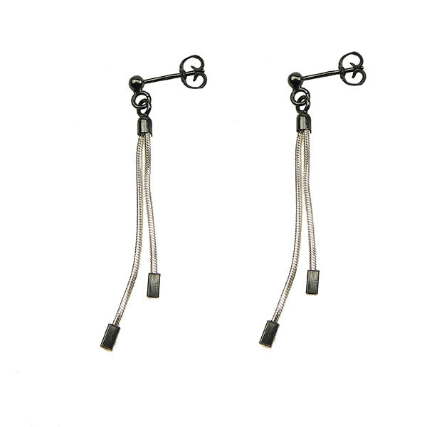Two Strand Earrings, Silver/Oxi