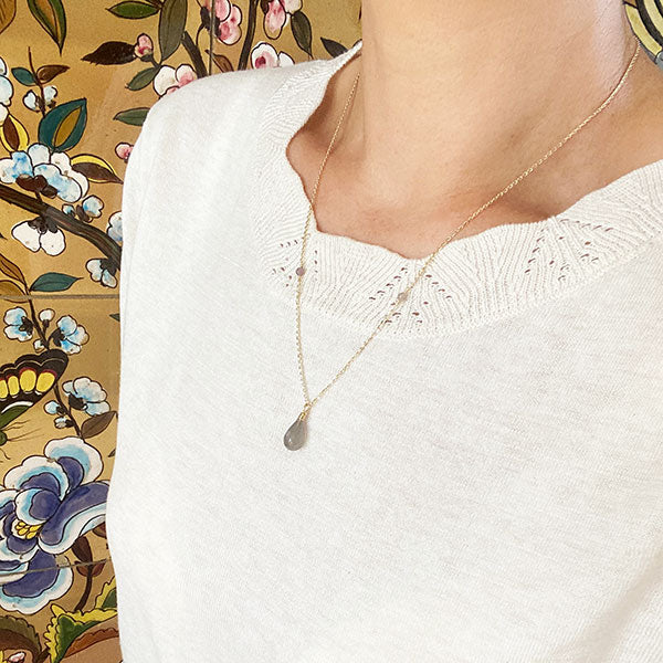 Moonstone Necklace, Silver/YGP