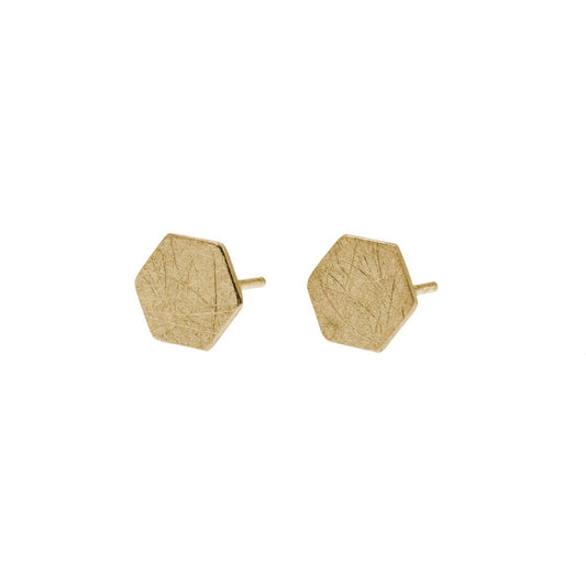 Hexagon Stud Earrings, YGP