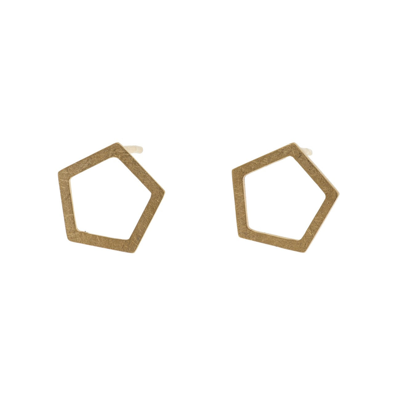 Open Pentagon Earrings, Silver/YGP
