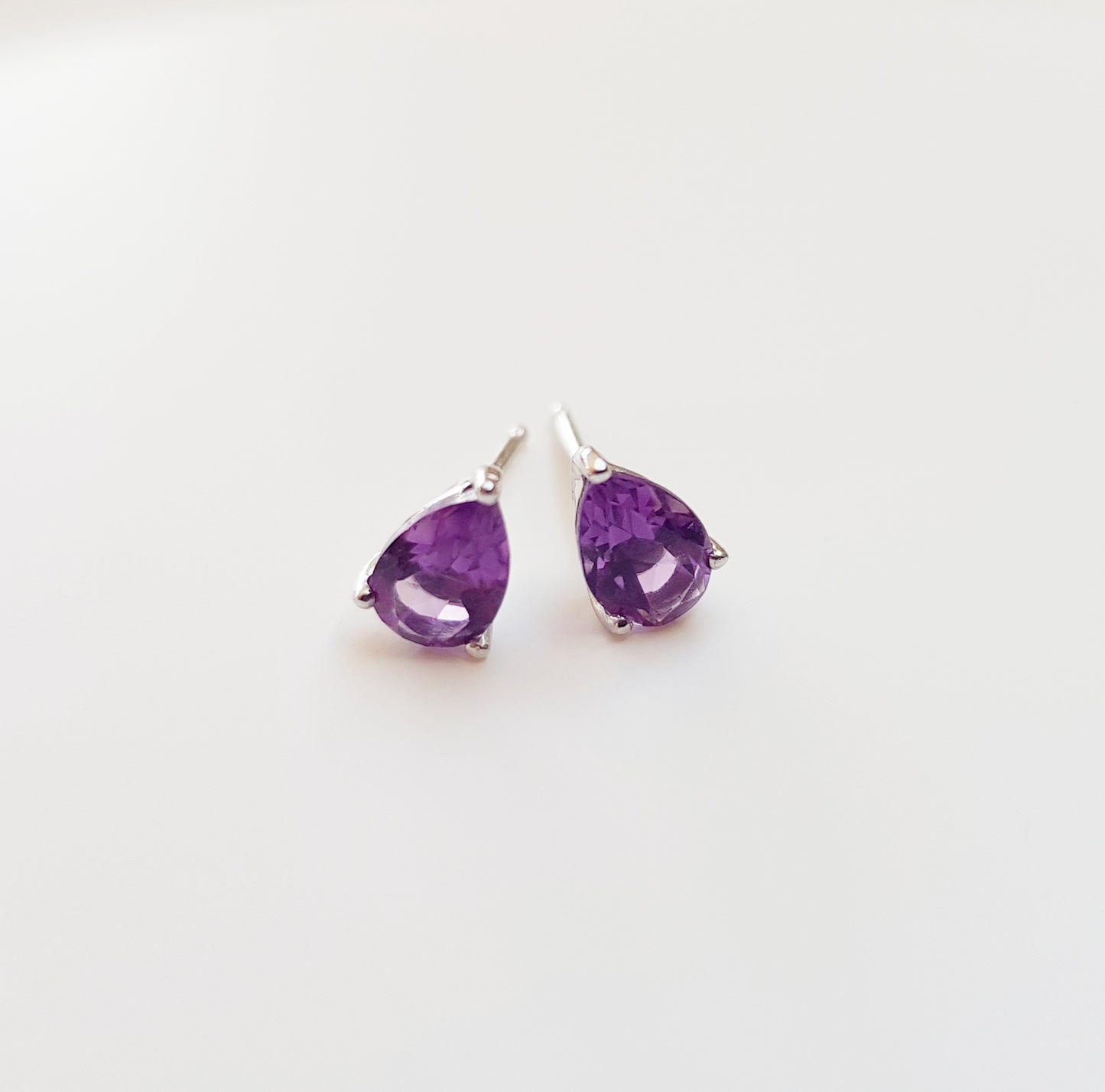 White Gold Amethyst Stud Earrings