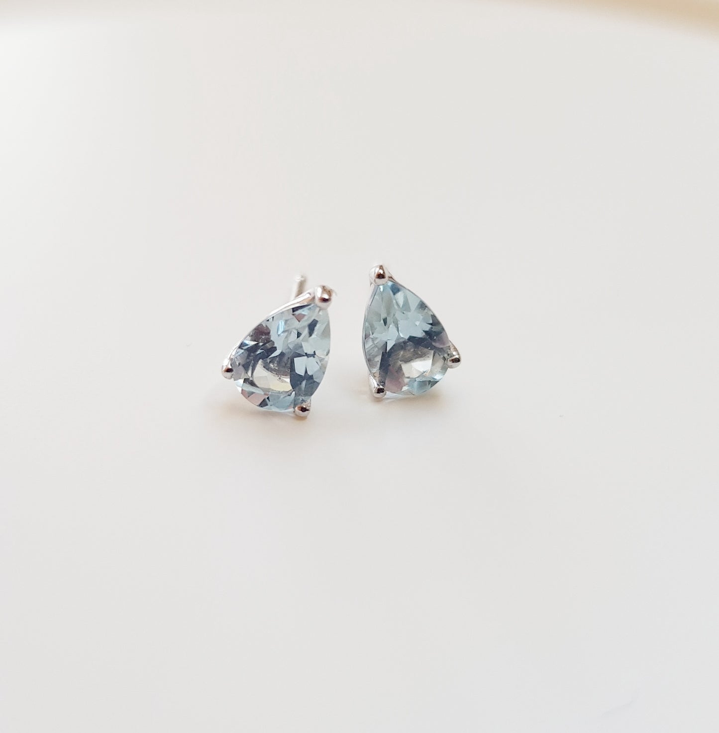 White Gold Aquamarine Stud Earrings