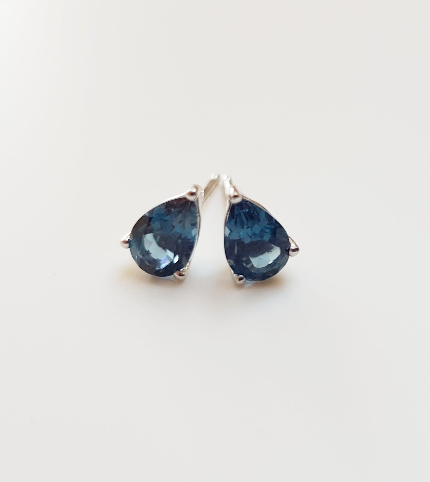 White Gold London Blue Topaz Stud Earrings