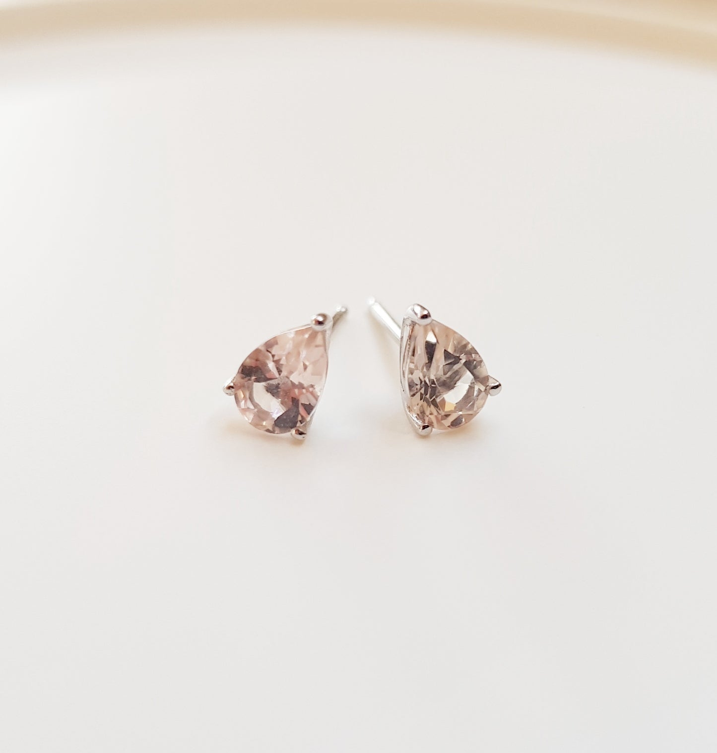 White Gold Morganite Stud Earrings