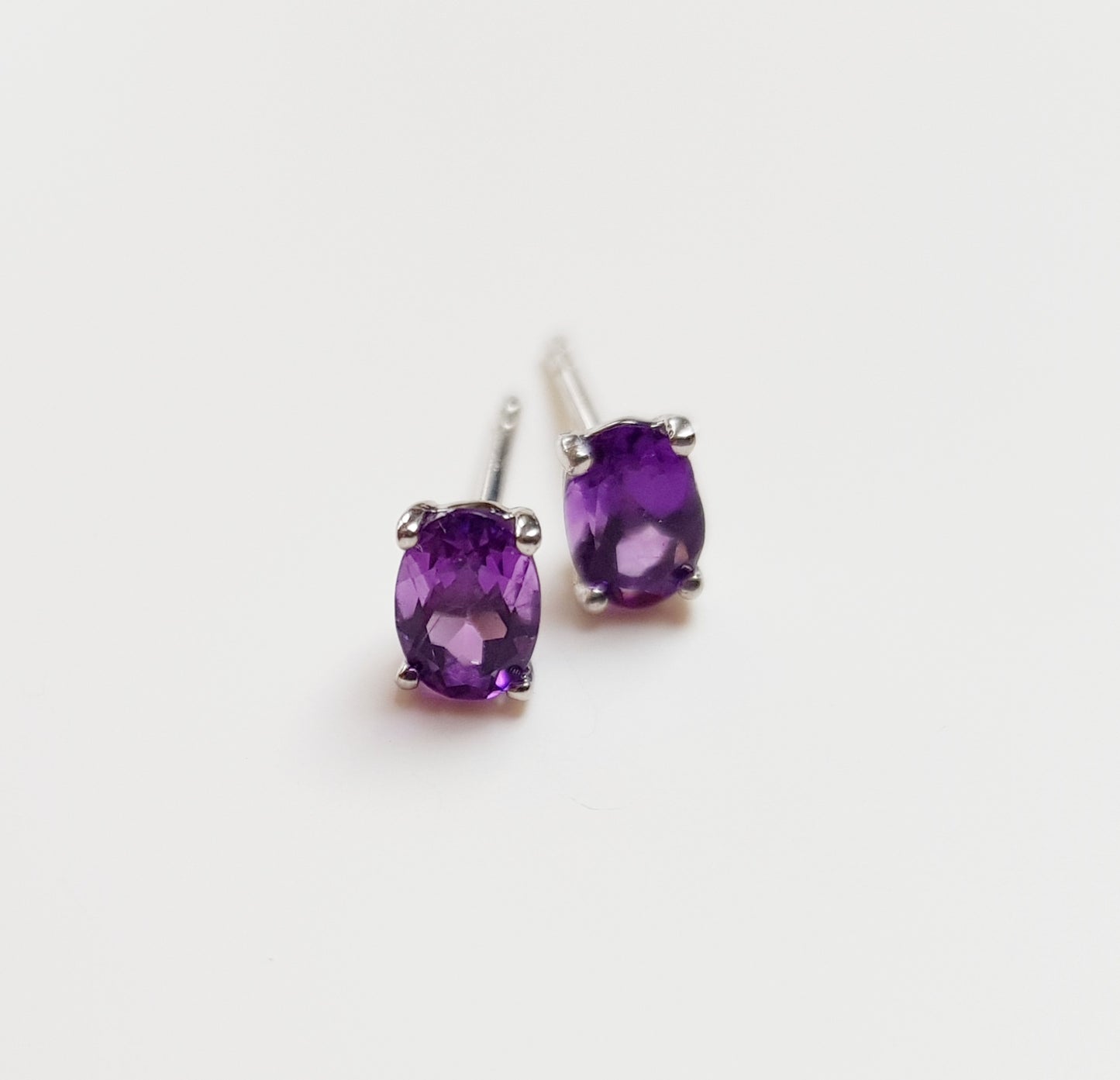 Silver Amethyst Stud Earrings