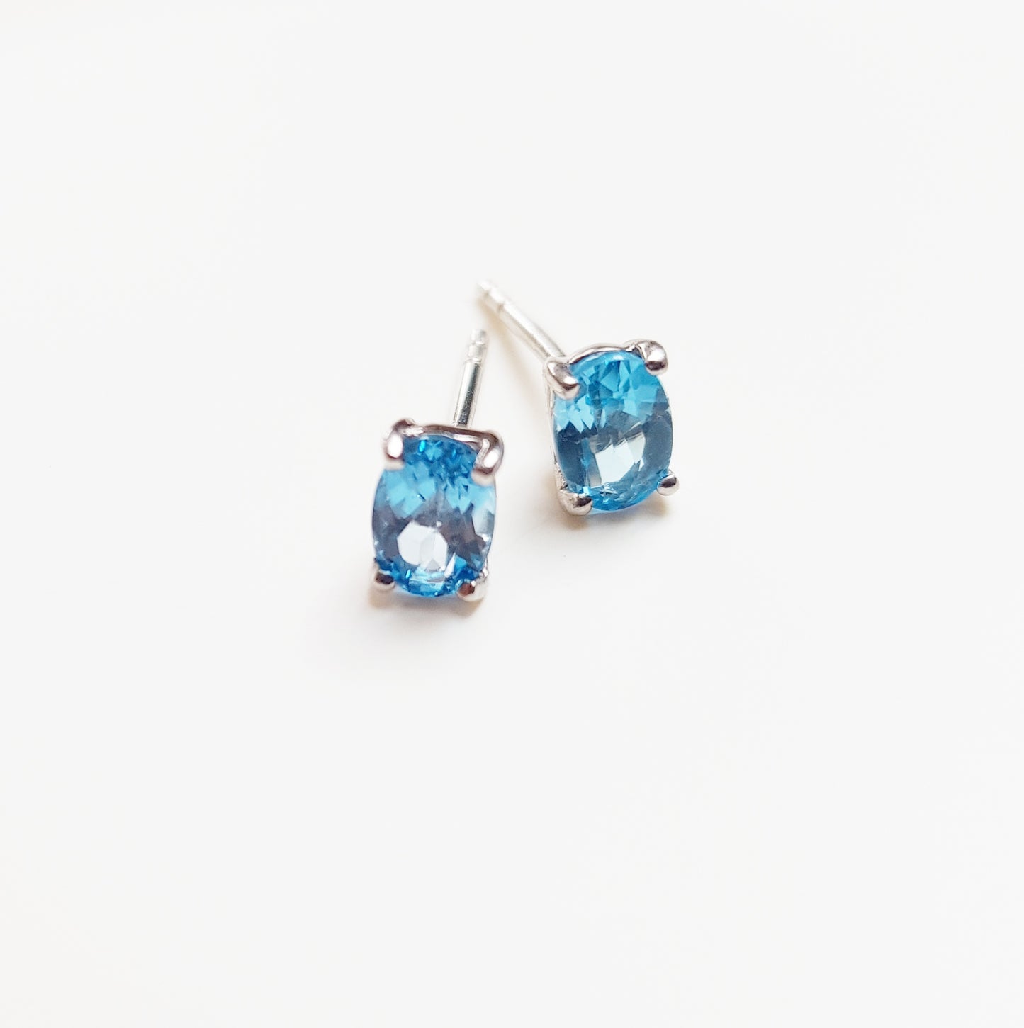 Silver Blue Topaz Stud Earrings