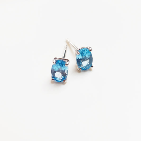 Silver Blue Topaz Stud Earrings