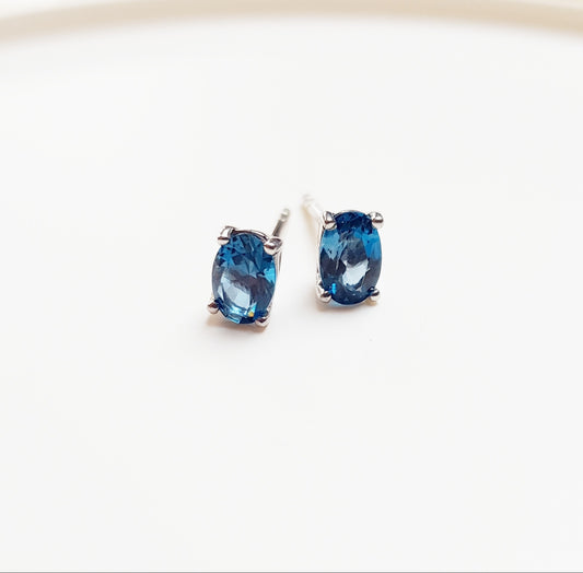 Silver London Blue Topaz Stud Earrings