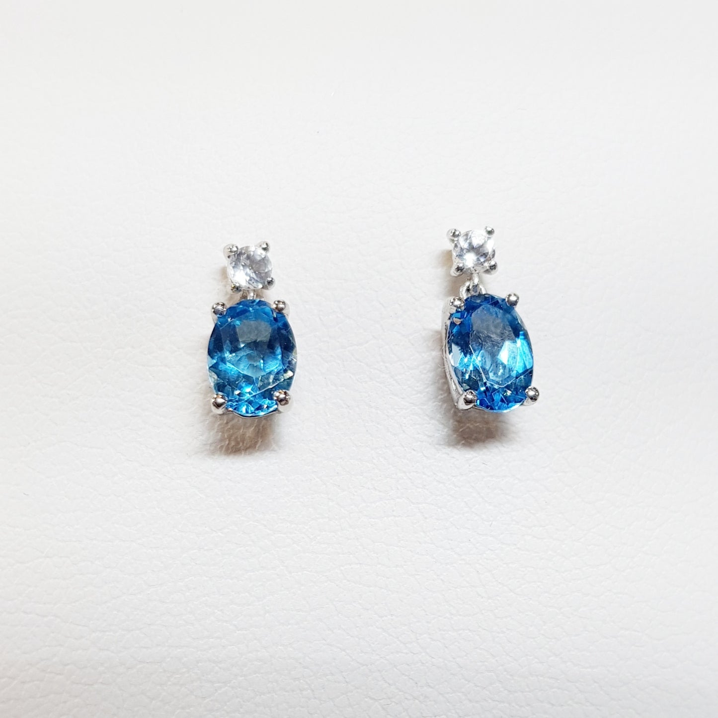 Silver Blue Topaz Drop Earrings