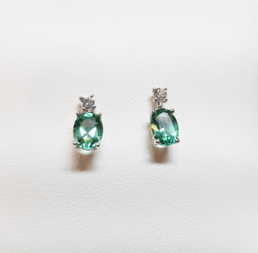 Silver Green Quartz Drop Earrings