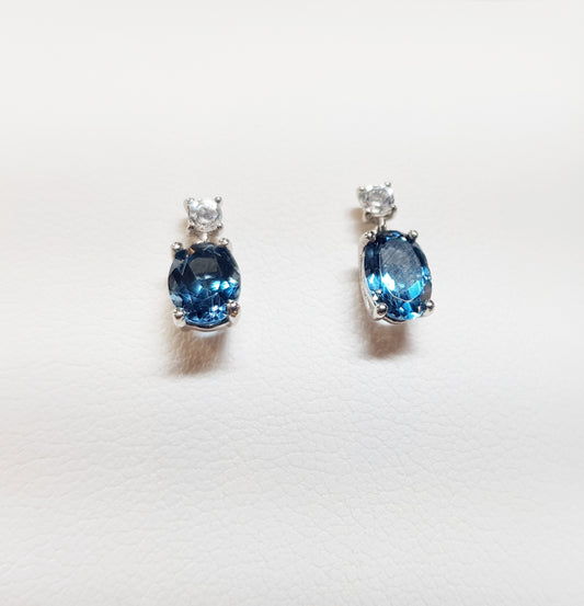 Silver London Blue Topaz Drop Earrings