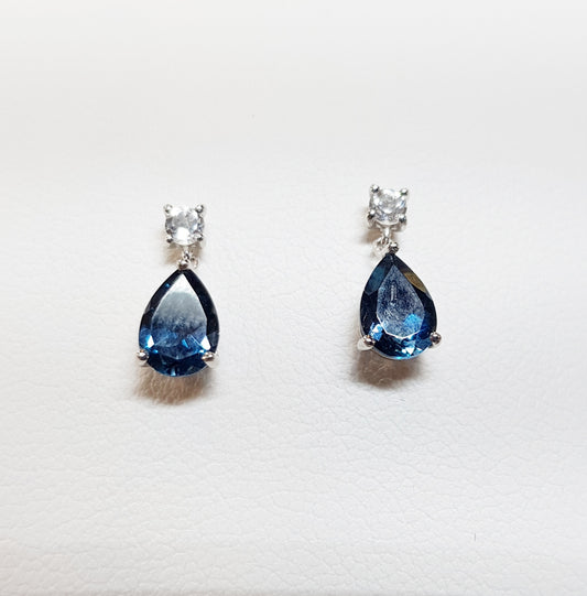 Silver London Blue Topaz Drop Earrings