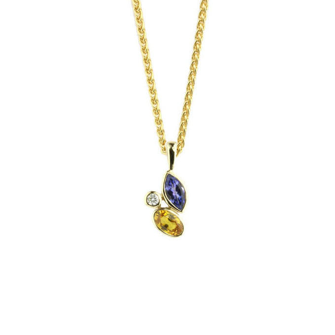 Gold and Mixed Gemstone pendant