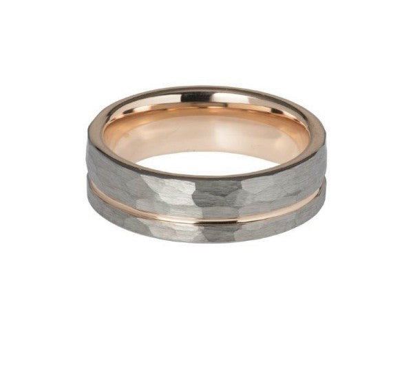 Tungsten Hammered Ring