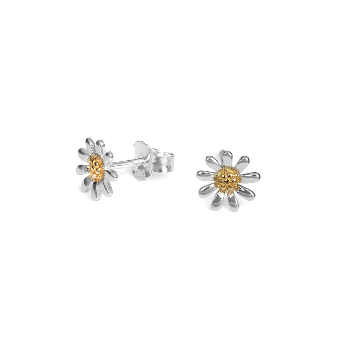 Silver Small Daisy Stud Earrings