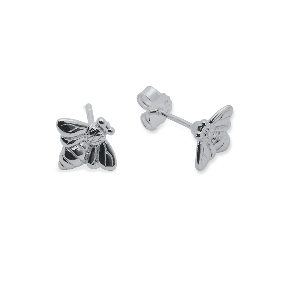 Silver Bee Stud Earrings