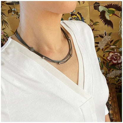 Multi Strand Necklace, Silver/YGP