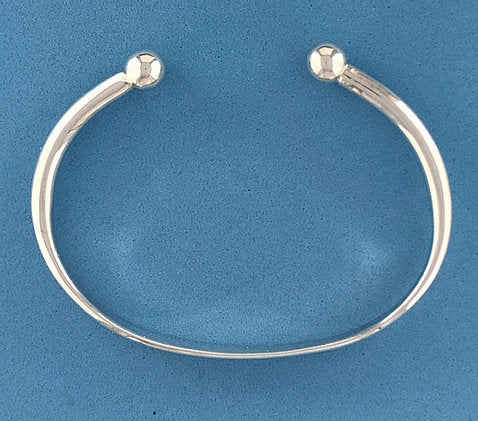 Silver Mens Torque Bangle, Round