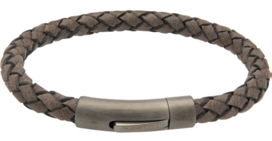 Moro Leather Bracelet with Gunmetal Steel Clasp