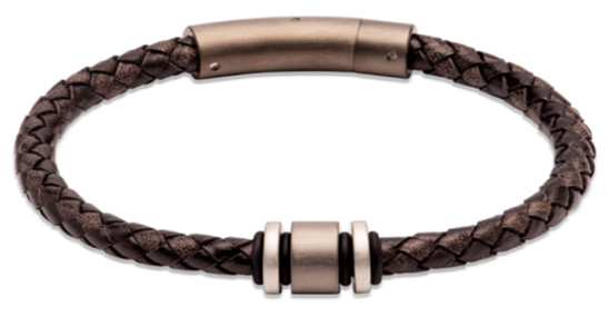 Antique Black Leather Bracelet with Steel Elements