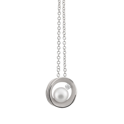 Infinity Diamond and Pearl Pendant by Annamaria Cammilli