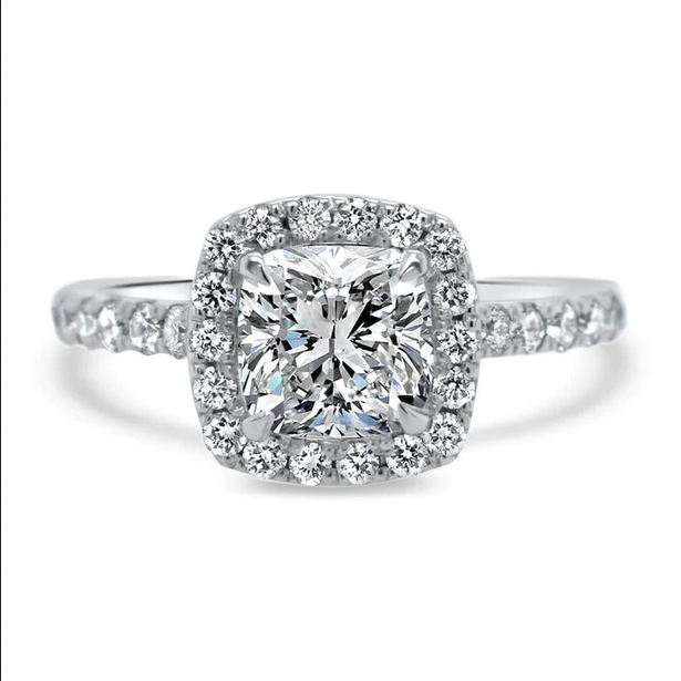 Lab Grown Cushion Cut Halo Diamond Ring 0.70ct