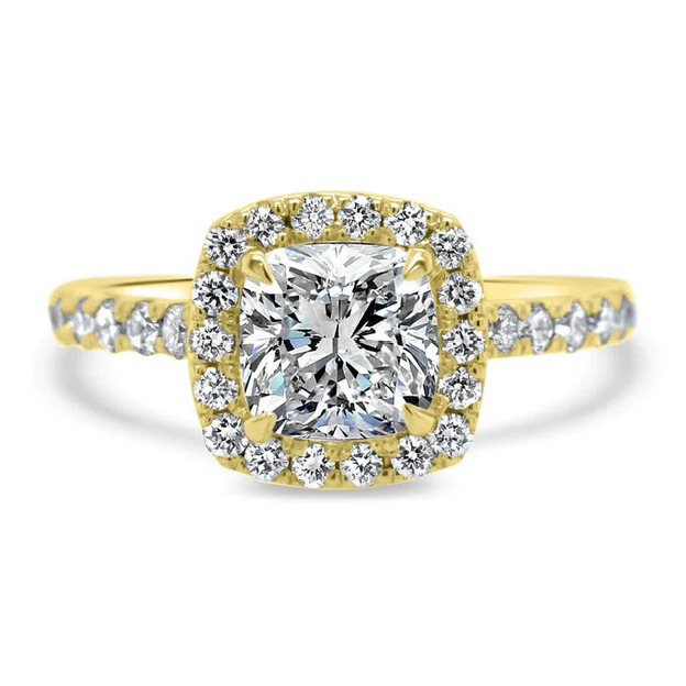 Lab Grown Cushion Cut Halo Diamond Ring 0.70ct