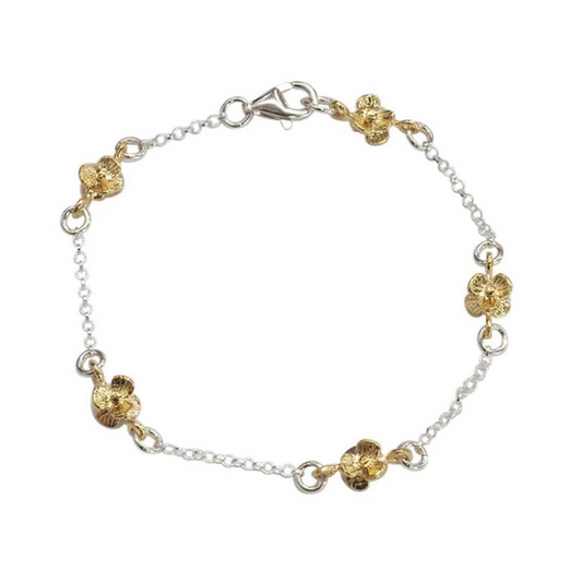 Silver/YGP Flower Bracelet