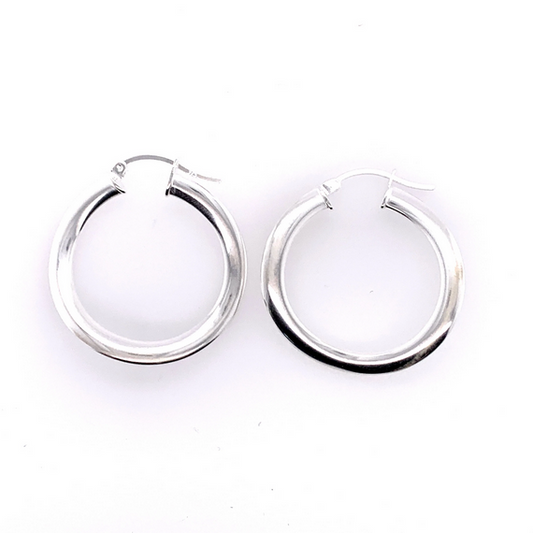 Silver Hoop Earrings - 30mm