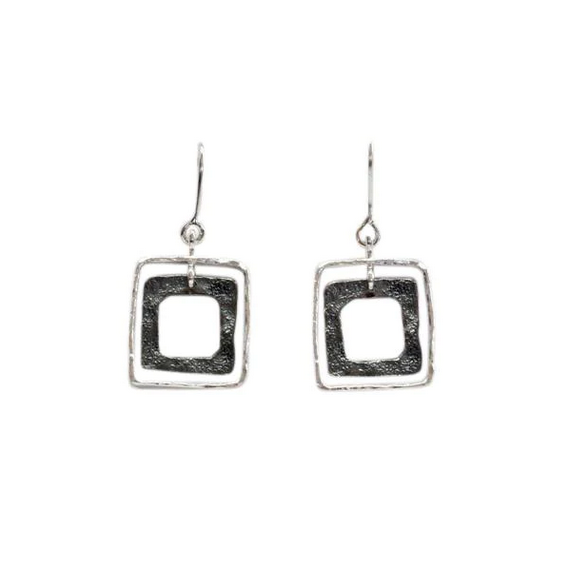 Silver/Oxi Square Earrings